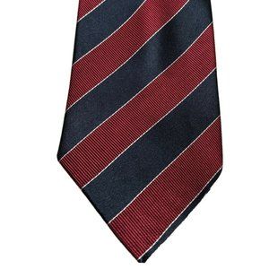 Parsley Hand Made Silk Striped Necktie, Red & Blue
